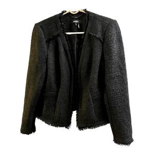 DKNY tweed fringe black blazer size 12